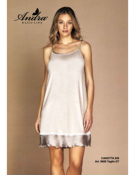 Woman viscose and saten thin straps nightdress Andra 9609 Woman viscose and saten thin straps nightdress Andra 9609