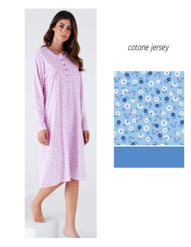 Women's long sleeves cotton jersey nightdress Karelpiu' KC8022