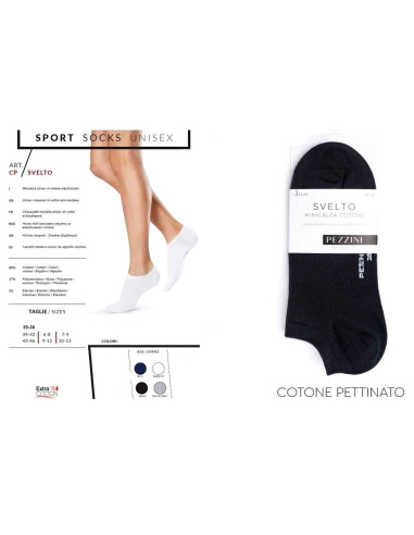 Unisex stretch cotton mini socks Pezzini MCZ-100 Svelto Unisex stretch cotton mini socks Pezzini MCZ-100 Svelto