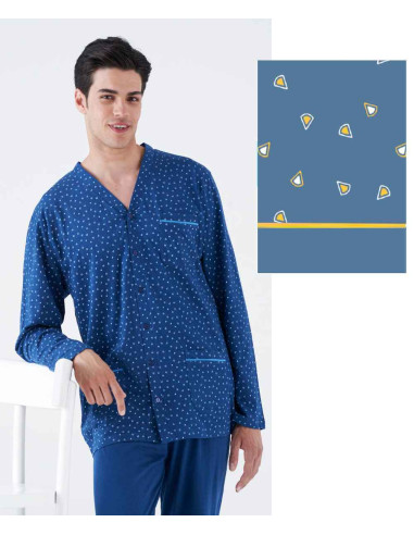 Men's OPEN cotton jersey pajamas Karelpiu' KC8211