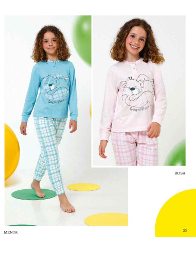 Pigiama da bambina in jersey di cotone Il Granchietto GP7100