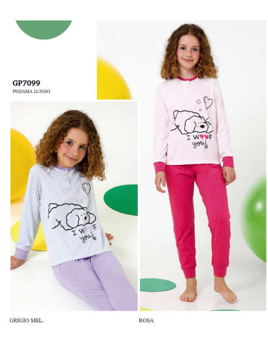Pigiama da bambina in jersey di cotone Il Granchietto GP7099