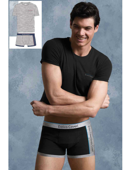 Men's set with t-shirt and boxer Enrico Coveri EC1289B Men's set with t-shirt and boxer Enrico Coveri EC1289B