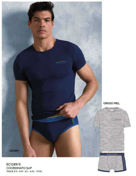 Men's set with t-shirt and briefs Enrico Coveri EC1289S Men's set with t-shirt and briefs Enrico Coveri EC1289S