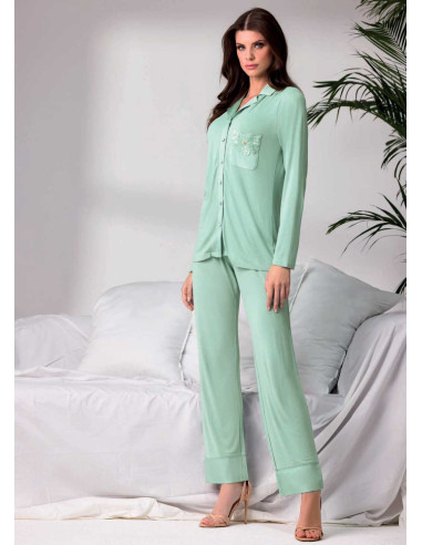 Woman viscose opened jersey pajamas Lormar Satin SAT650797 Woman viscose opened jersey pajamas Lormar Satin SAT650797