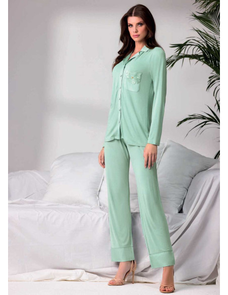 Woman viscose opened jersey pajamas Lormar Satin SAT650797 Woman viscose opened jersey pajamas Lormar Satin SAT650797