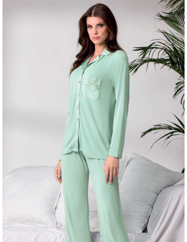 Pigiama donna aperto in viscosa Lormar Saten SAT650797