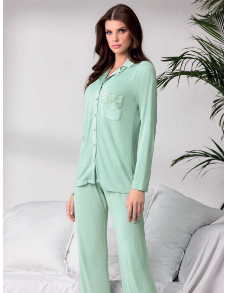 Woman viscose opened jersey pajamas Lormar Satin SAT650797 Woman viscose opened jersey pajamas Lormar Satin SAT650797