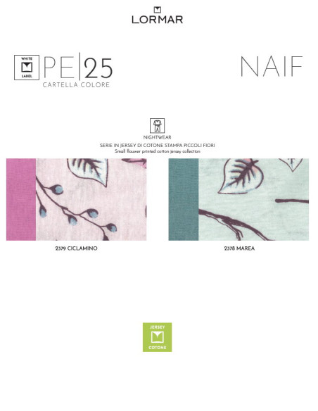 Pigiama donna a manica lunga in cotone Lormar Naif NAI652687
