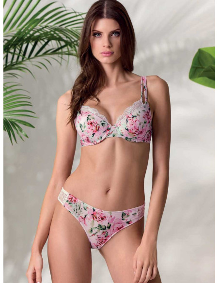 Coordinato con balconcino imbottito twin-bra e slip con pizzo Lormar Look 052799 Coordinato con balconcino imbottito twin-bra e slip con pizzo Lormar Look 052799