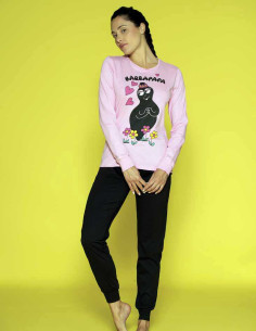 Pigiama donna a manica lunga in jersey di cotone Barbapapà BAD2662 2