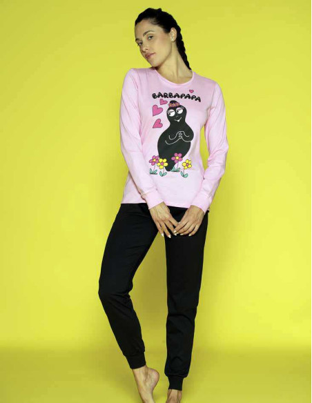 Woman long sleeves cotton jersey pajamas Barbapapà BAD2662 Woman long sleeves cotton jersey pajamas Barbapapà BAD2662