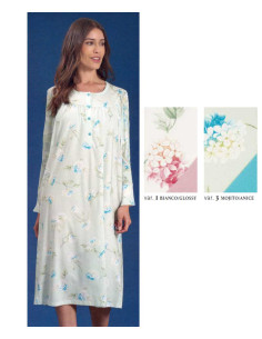 Women calibrated long sleeves cotton jersey nightdress Linclalor 75152