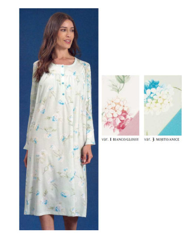 Camicia da notte CALIBRATA a manica lunga in jersey di cotone Linclalor 75152