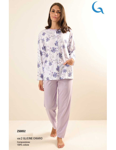 Pigiama donna con giacca aperta in jersey di cotone Gary Z50052