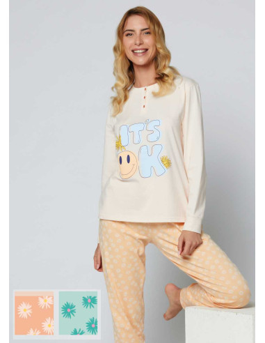 Pigiama donna a serafino in jersey di cotone Lov It LOS545