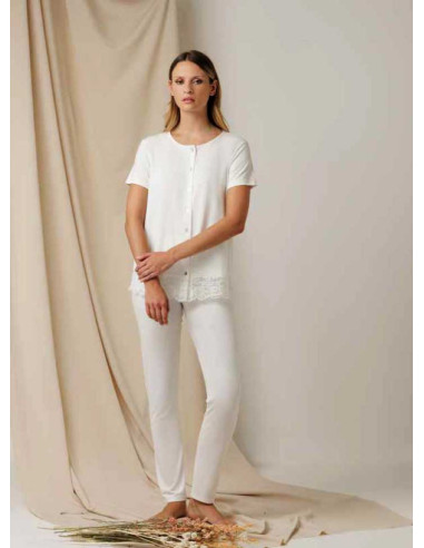 Woman opened viscose and lace pajamas Andra 9778