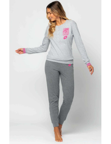 Woman's long sleeves cotton jersey pajamas Lotto LP5200 Woman's long sleeves cotton jersey pajamas Lotto LP5200