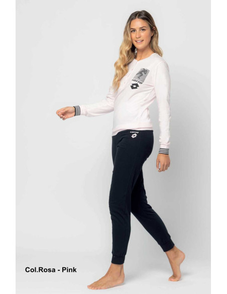 Pigiama donna manica lunga in jersey di cotone Lotto LP5200 Pigiama donna manica lunga in jersey di cotone Lotto LP5200