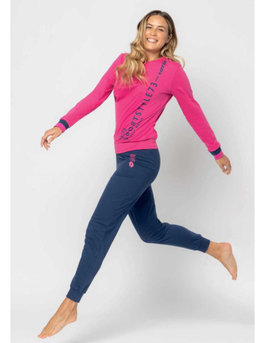 Woman's long sleeves cotton jersey pajamas Lotto LP5202