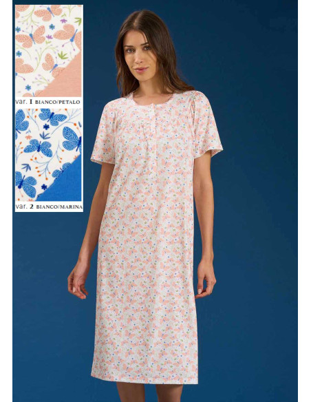 Woman's half sleeves cotton jersey nightdress Linclalor 75204 Woman's half sleeves cotton jersey nightdress Linclalor 75204
