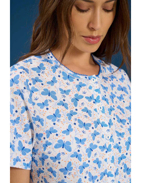 Woman's half sleeves cotton jersey nightdress Linclalor 75204 Woman's half sleeves cotton jersey nightdress Linclalor 75204