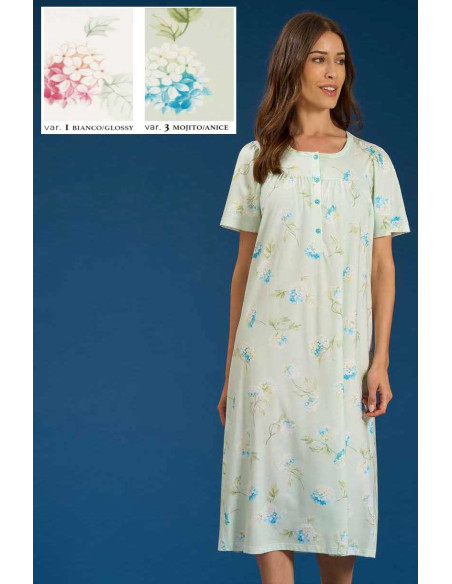 Woman's half sleeves cotton jersey nightdress Linclalor 75153