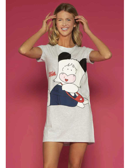 Women's half sleeves cotton jersey nightdress Hello Spank SPD2649 Women's half sleeves cotton jersey nightdress Hello Spank SPD2649