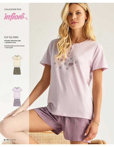 Pigiama donna corto in jersey di cotone Infiore Elephas ELP652402 Pigiama donna corto in jersey di cotone Infiore Elephas ELP652402