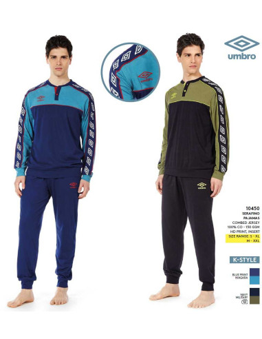 Pigiama uomo a manica lunga in jersey di cotone Umbro 10450