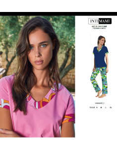 Women's half sleeves cotton jersey and polyester pajamas Intimami ID1303 2