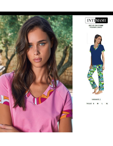 Women's half sleeves cotton jersey and polyester pajamas Intimami ID1303 Women's half sleeves cotton jersey and polyester pajamas Intimami ID1303