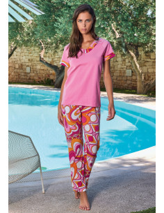 Women's half sleeves cotton jersey and polyester pajamas Intimami ID1303