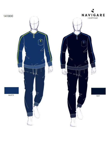 Men's long sleeves cotton jersey pajamas Navigare 141800 Men's long sleeves cotton jersey pajamas Navigare 141800