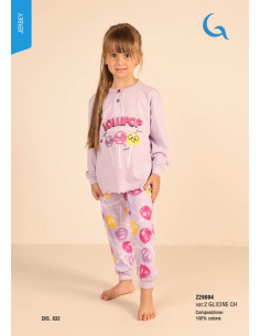 Pigiama da bambina lungo in jersey di cotone Gary Z20004 2