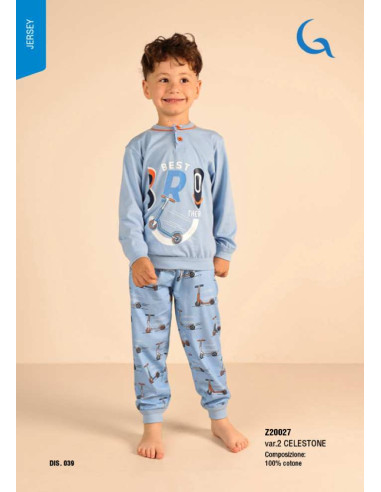 Pigiama da bambino lungo in jersey di cotone Gary Z20027-30027