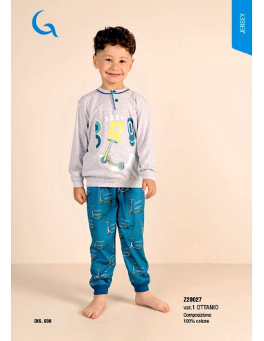 Pigiama da bambino lungo in jersey di... Pigiama da bambino lungo in jersey di...
