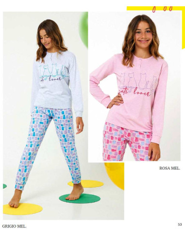 Girl's cotton jersey long pajamas Il Granchietto GP7106
