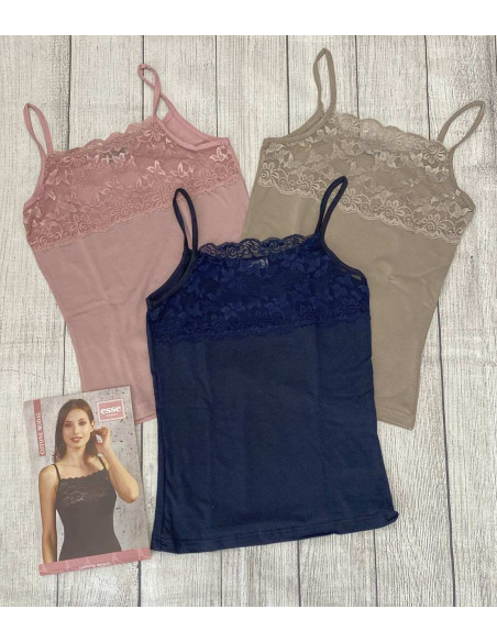 Women's cotton modal top with lace band Esse Speroni 1703 Women's cotton modal top with lace band Esse Speroni 1703