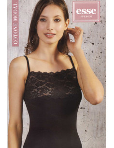 Canottiera donna a spallina in cotone modal con balza di pizzo Esse Speroni 1703