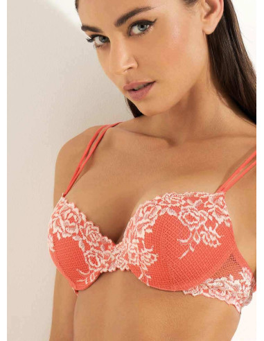 Completo donna da push-up graduato in pizzo e brasiliana Pura P0819C Completo donna da push-up graduato in pizzo e brasiliana Pura P0819C