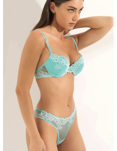 Completo donna da push-up graduato in pizzo e brasiliana Pura P0819C