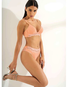 Completo donna con triangolo imbottito in bamboo e pizzo con brasiliana Pura P0822C