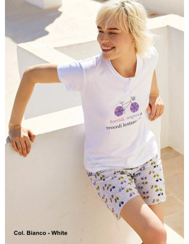 Pigiama donna a manica corta in jersey di cotone Jadea 3192