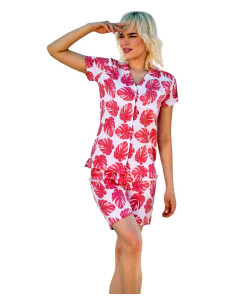 Women's short opened cotton jersey pajamas Jadea 3207
