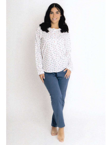 Women's long sleeves cotton jersey pajamas Silvia 45020