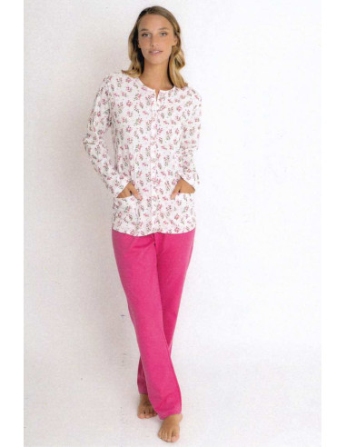 Pigiama donna aperto in jersey di cotone Silvia 45026