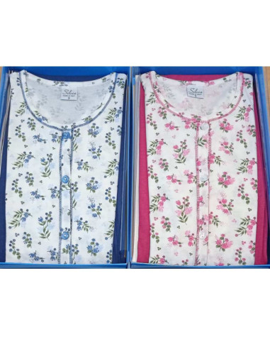 Pigiama donna aperto in jersey di cotone Silvia 45026 Pigiama donna aperto in jersey di cotone Silvia 45026