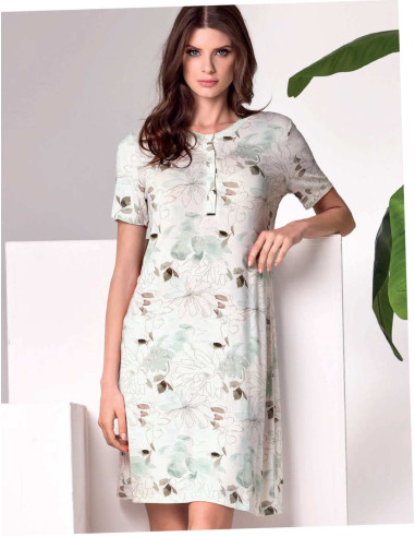 Camicia da notte donna a manica corta in viscosa Lormar Ninfee NIN632572