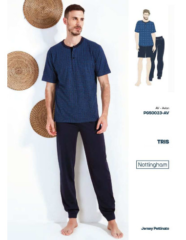 Pigiama uomo 3 PEZZI in jersey di cotone Nottingham PG50023